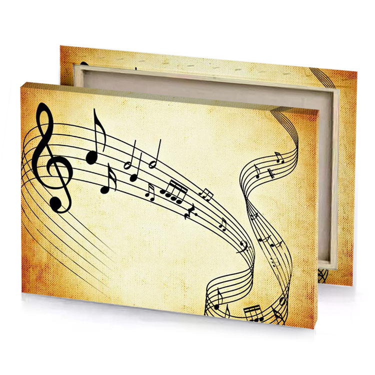 music notes on gre background photo champagne canvas
