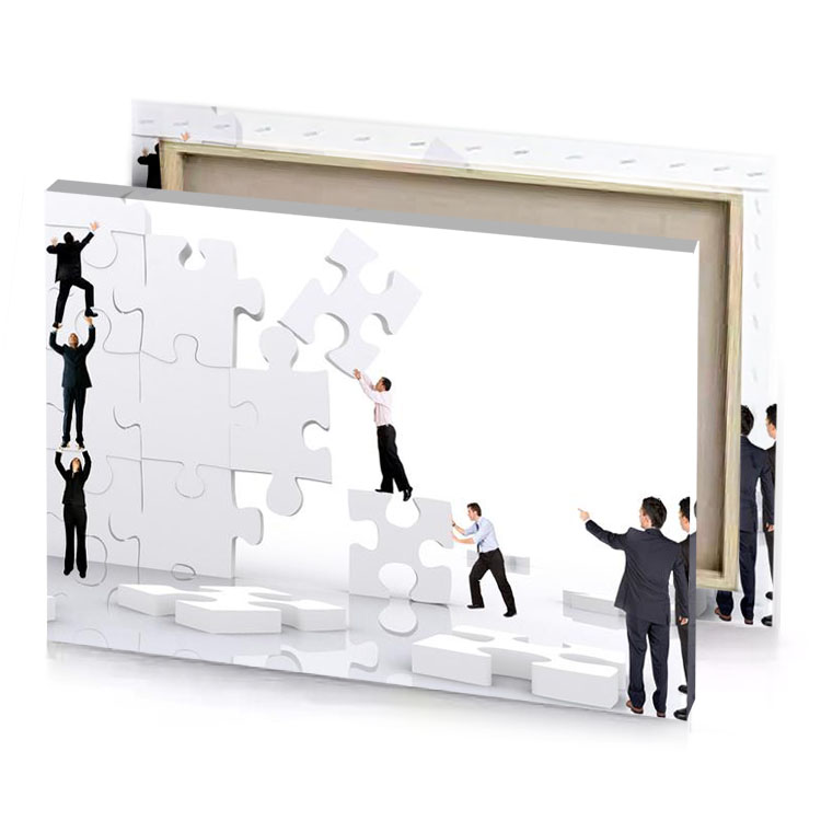 people putting puzzle pieces together white smoke canvas