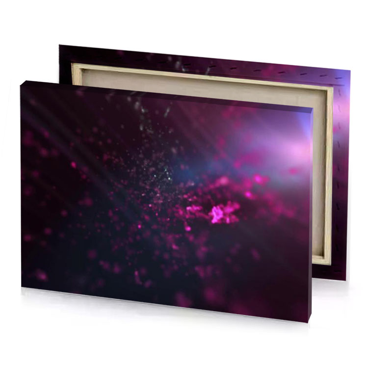 pink and blue particles moving in the dark charcoal canvas