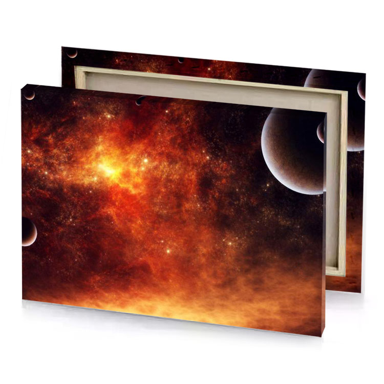 planets in the sky with stars and nebulas brown canvas