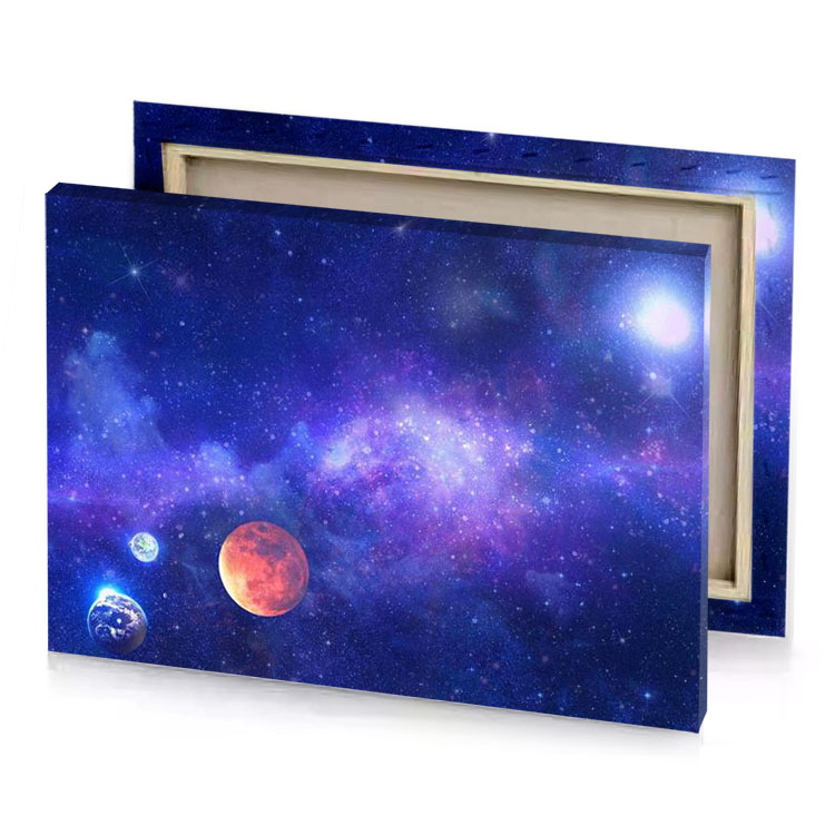 planets in the sky with stars and nebulas light slate blue canvas