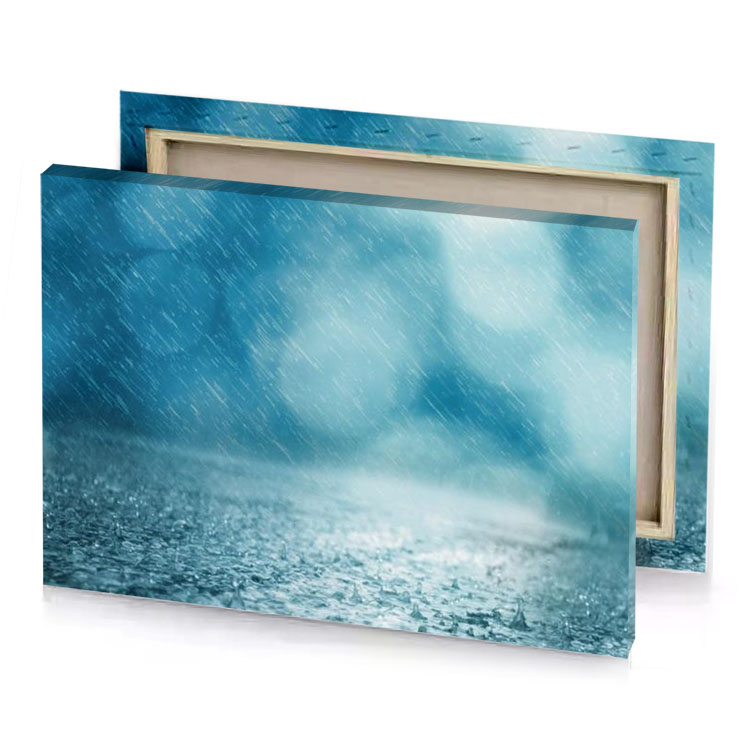 rain on the ground sky blue canvas
