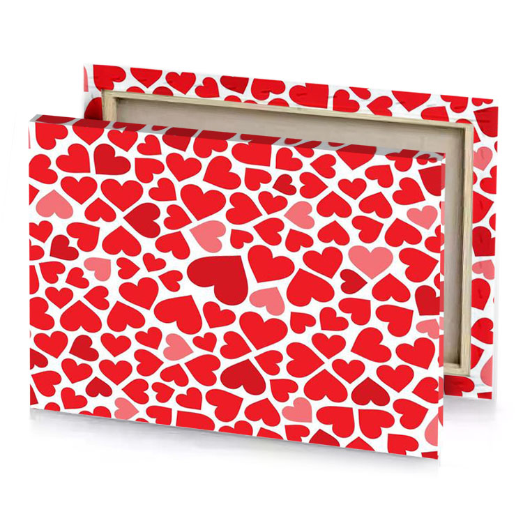 red hearts on white background lust canvas