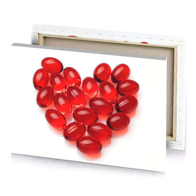 red pills in the shape of a heart lust canvas