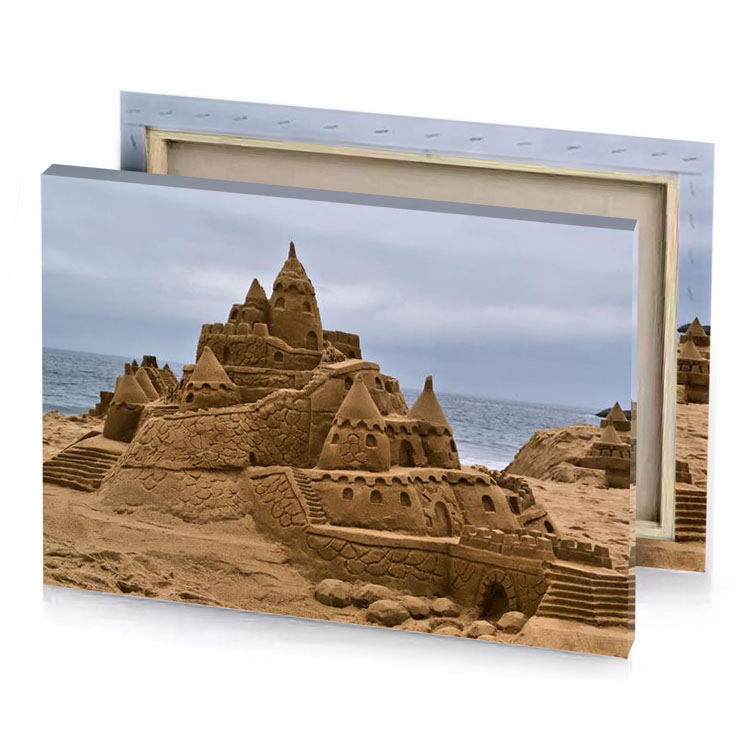 sand castle on the beach sepia canvas