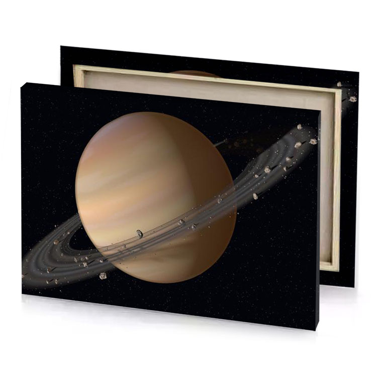saturn and its moons rosy brown canvas
