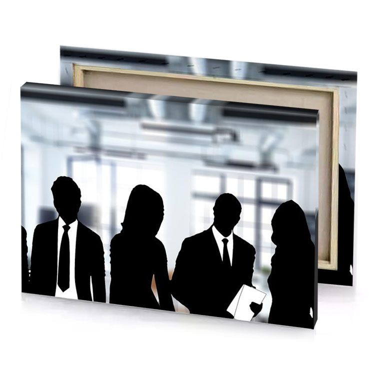 silhouettes of business people in an office black canvas