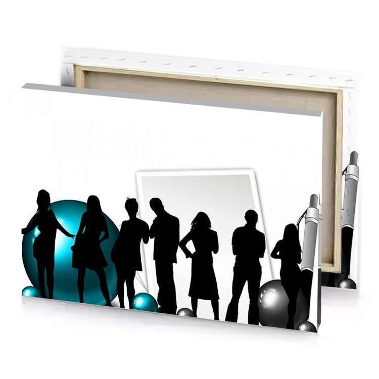 silhouettes of people with a photo frame white smoke canvas