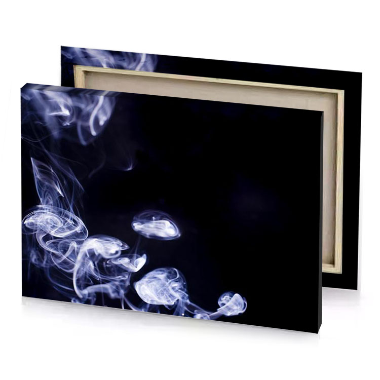 smoke on a black background light steel blue canvas