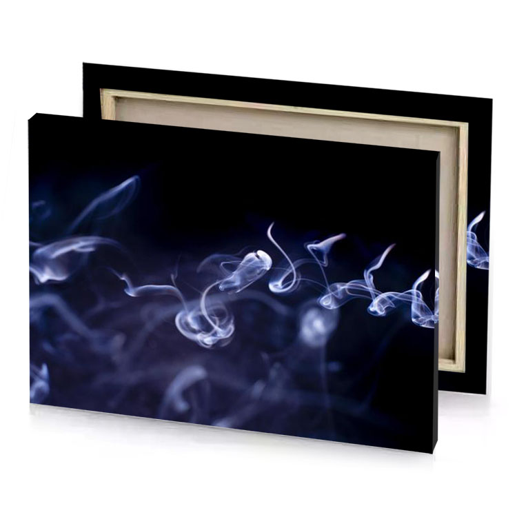 smoke on a black background prussian blue canvas