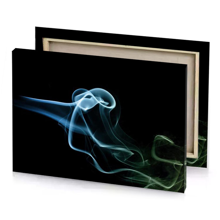 smoke on black background teal blue canvas
