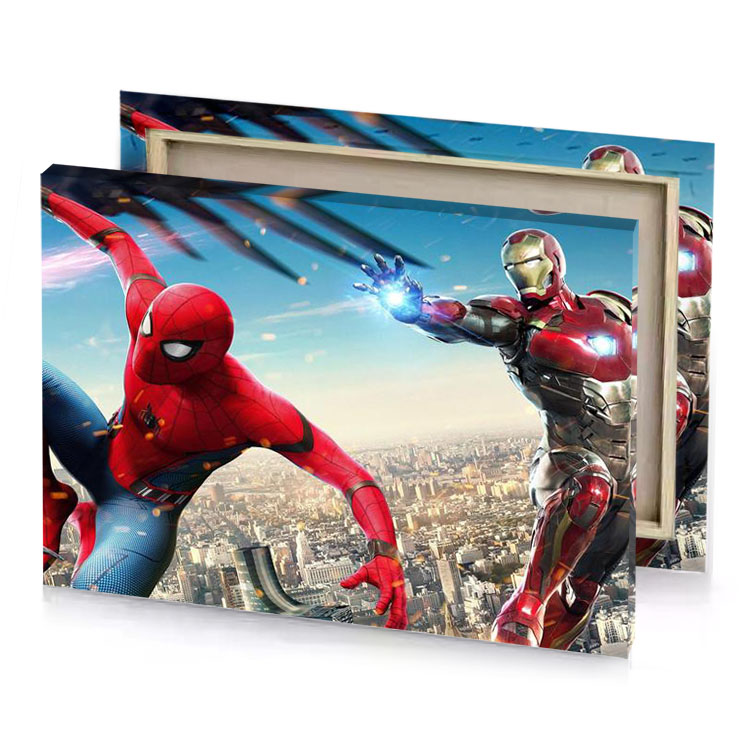 spider man and iron in the amazing firebrick canvas