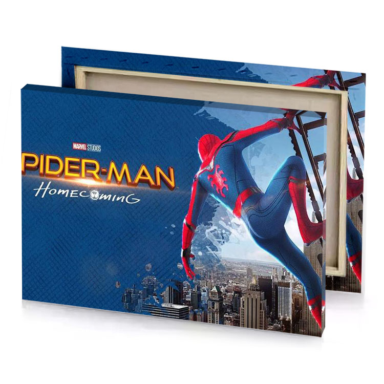 spider man homecoming movie poster dark cornflower blue canvas