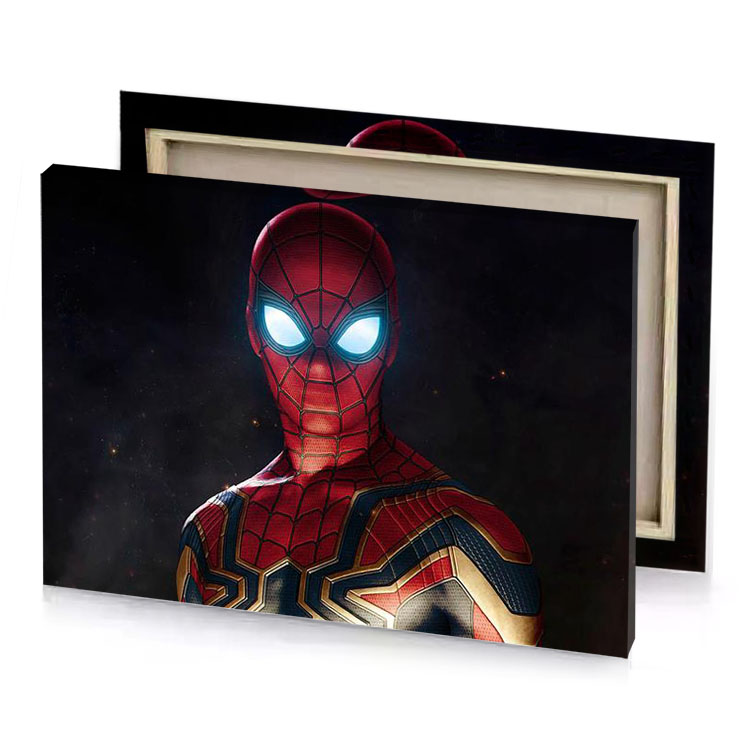 spider man in the avengers universe burgundy canvas