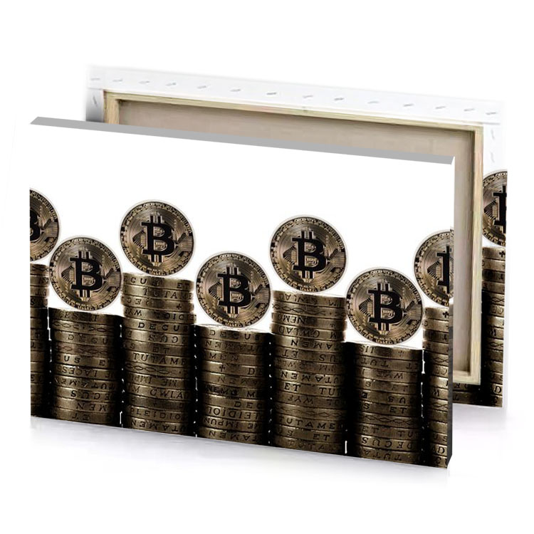 stacks of coins with dollar signs dark olive green canvas