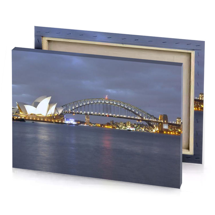sydney harbour at night white smoke canvas