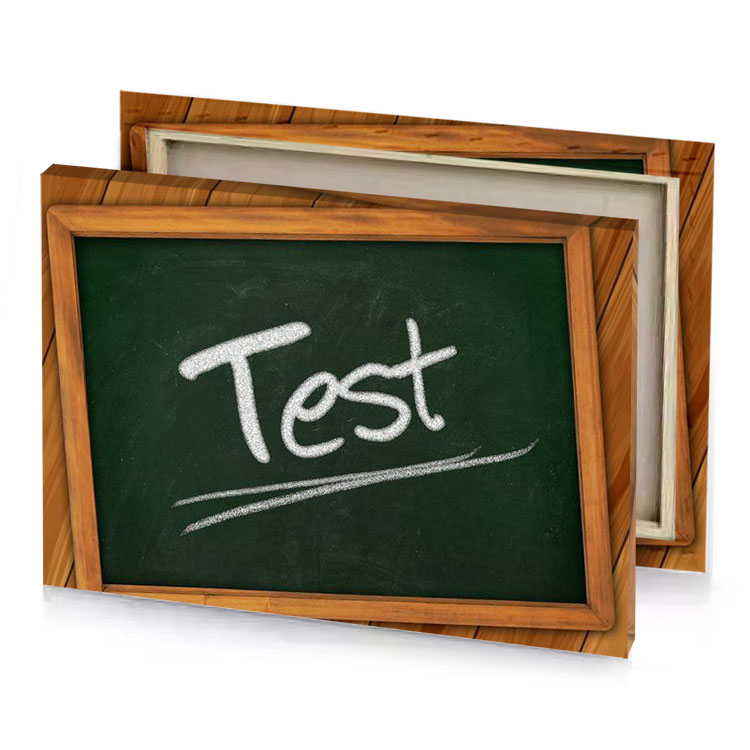 test written on a chalkboard bistre canvas