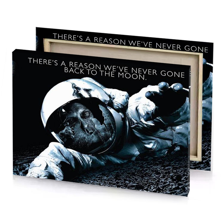 the astronaut is on moon with earth in background alice blue canvas