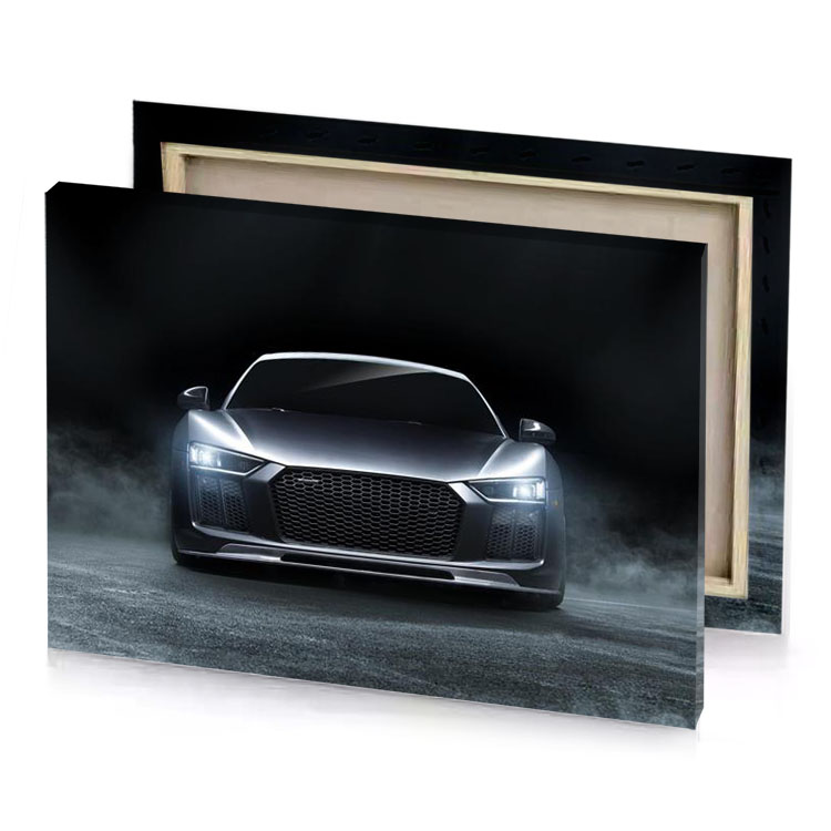 the audi concept car is shown in a dark room smoky black canvas