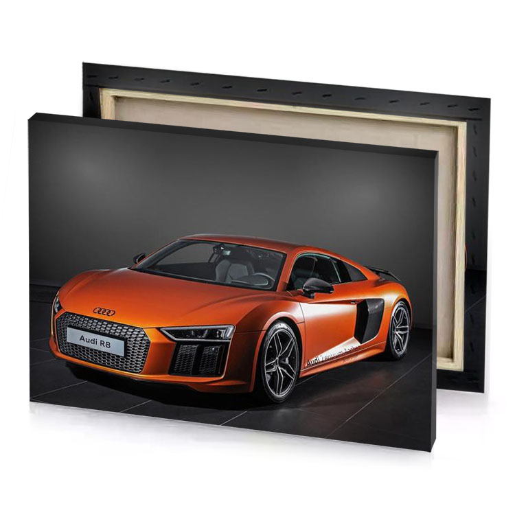the audi r8 concept is shown in an orange color mahogany canvas