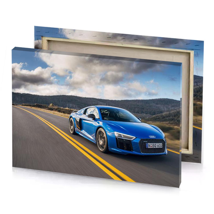 the audi r8 is a supercar with very powerful engine cobalt blue canvas