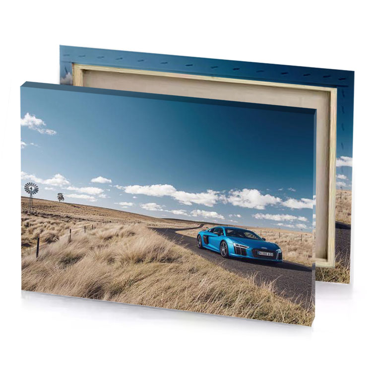 the audi ttt on a road in middle of nowhere steel blue canvas