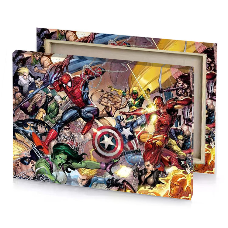 the avengers team in comics burgundy canvas