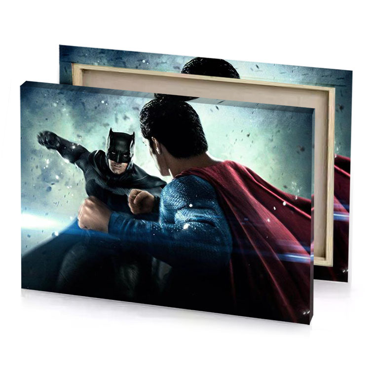 the batman vs superman movie poster smoky black canvas