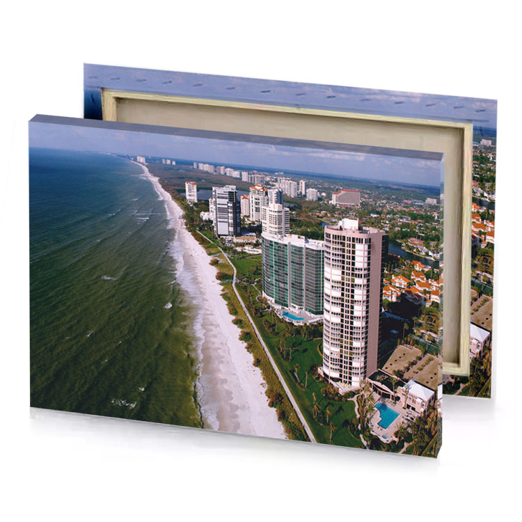 the beach and condom towers in forto florida silver canvas