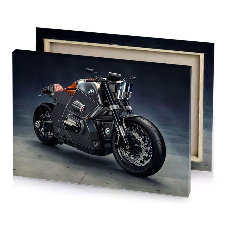 the bmw concept motorcycle is shown in this image taupe canvas