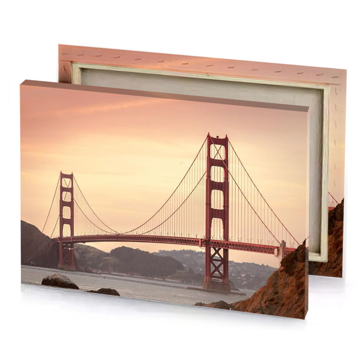 the bridge is red gray canvas