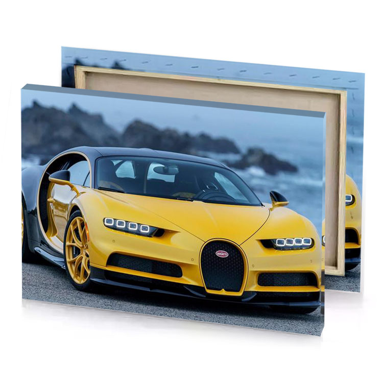 the bugatti is a supercar that can be driven by golden rod canvas