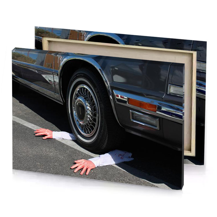 the car is parked smoky black canvas