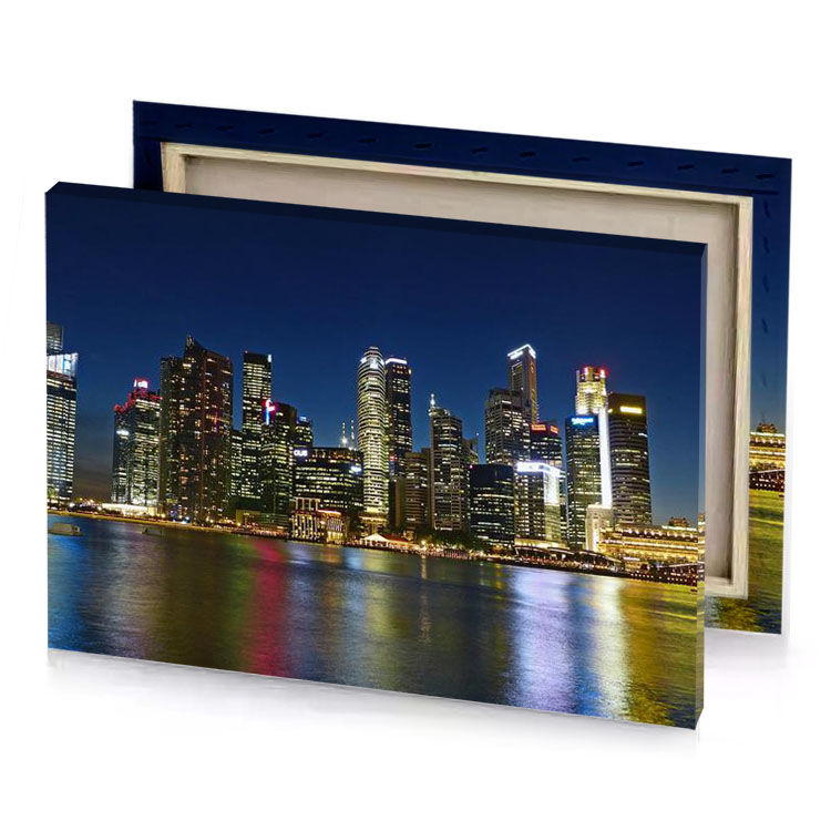the city skyline at night bistre canvas