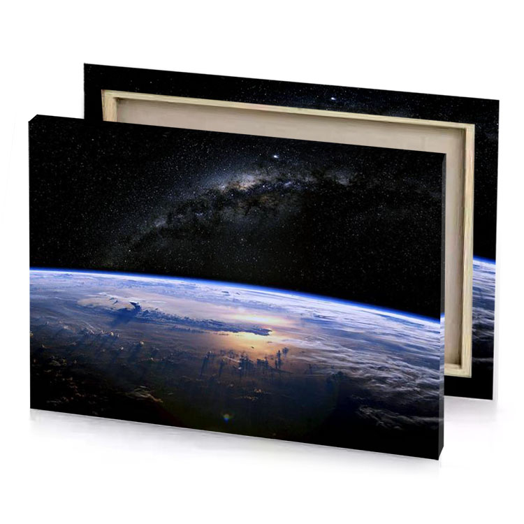 the earth and milky light steel blue canvas
