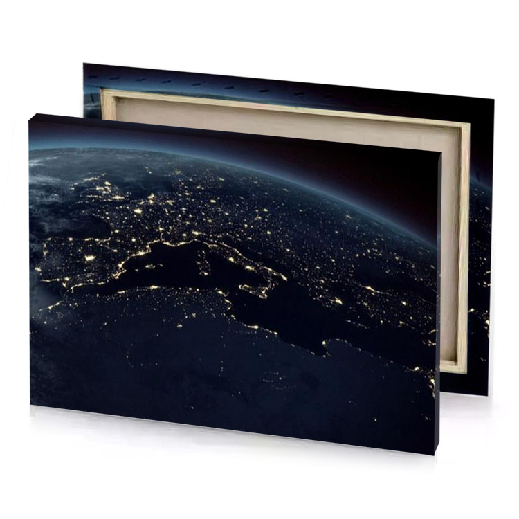 the earth at night charcoal canvas
