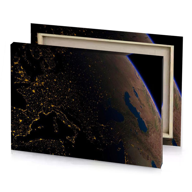 the earth at night garnet canvas