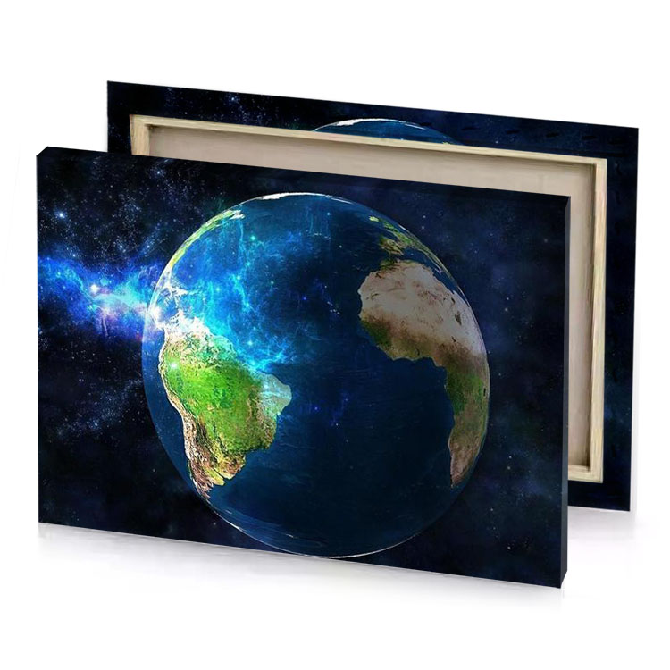 the earth in space blue sapphire canvas