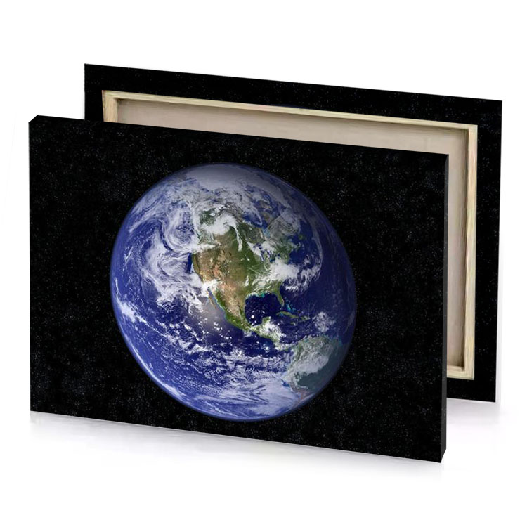 the earth in space dark slate blue canvas