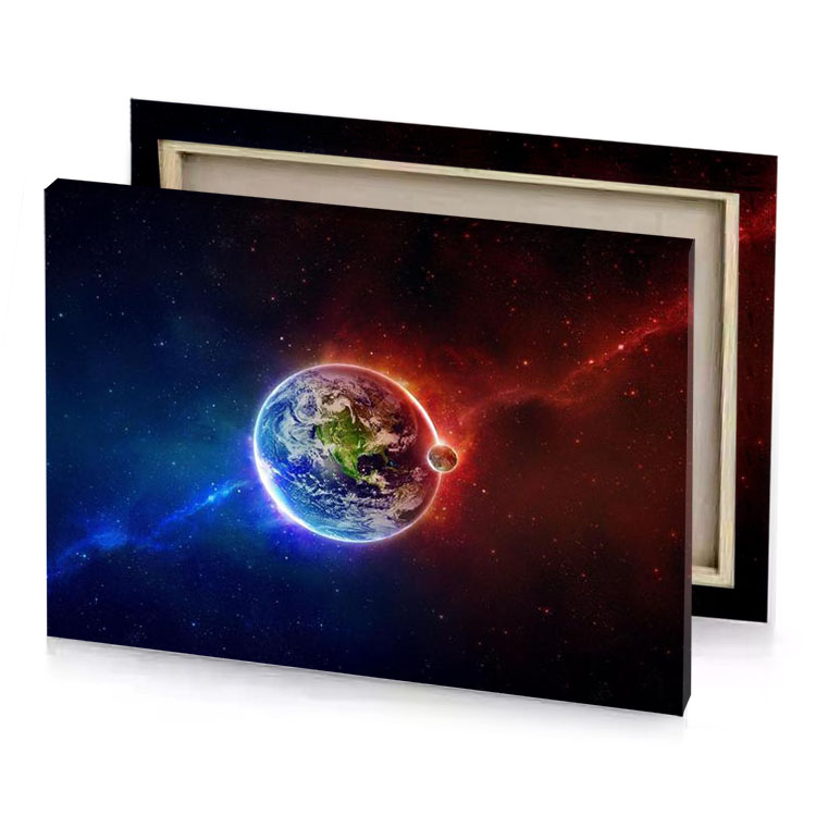 the earth in space with a nebula background bistre canvas