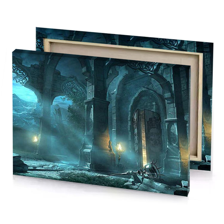 the elder scrolls in teal blue canvas