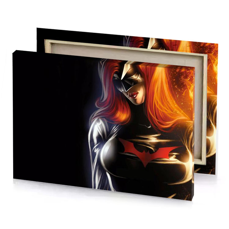 the female superhero in fire bistre canvas
