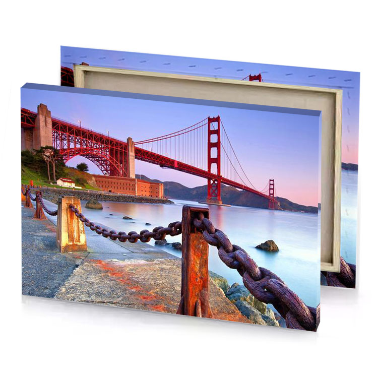 the golden gate bridge and at sunset thistle canvas