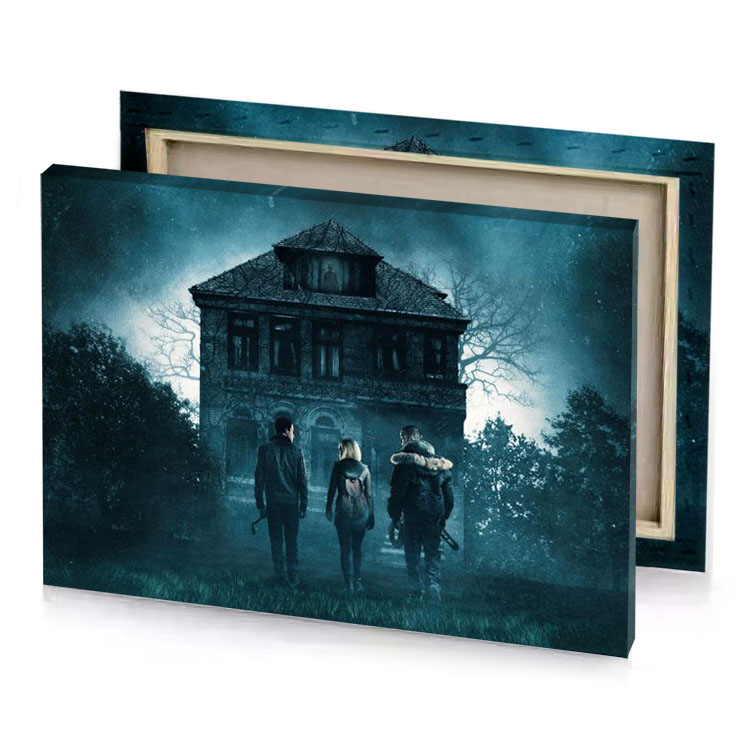 the haunting house charcoal canvas
