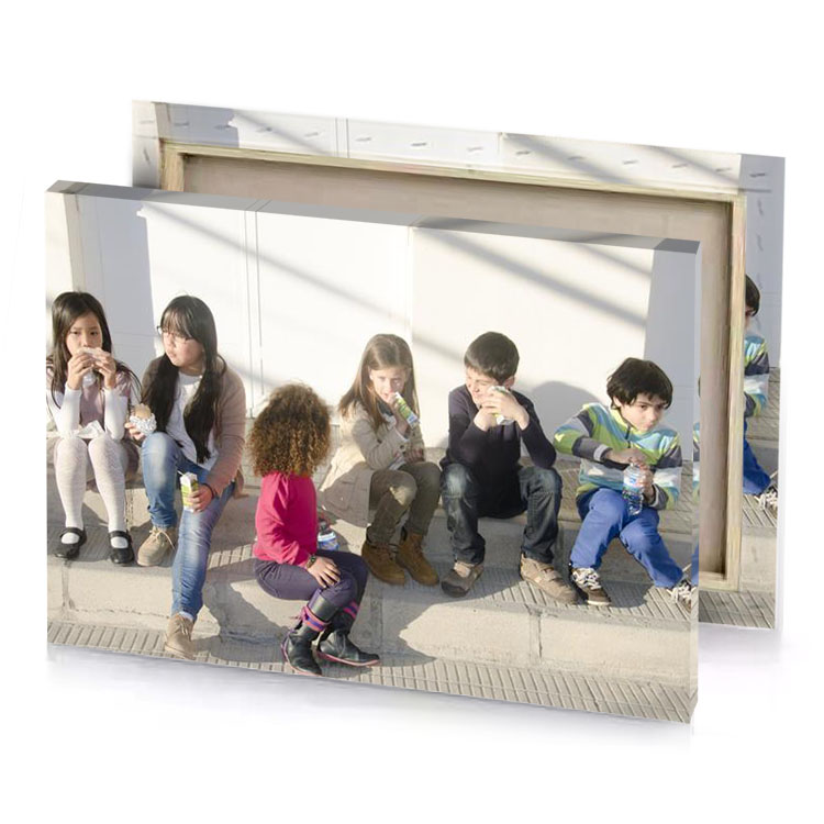 the kids are sitting on sidewalk linen canvas