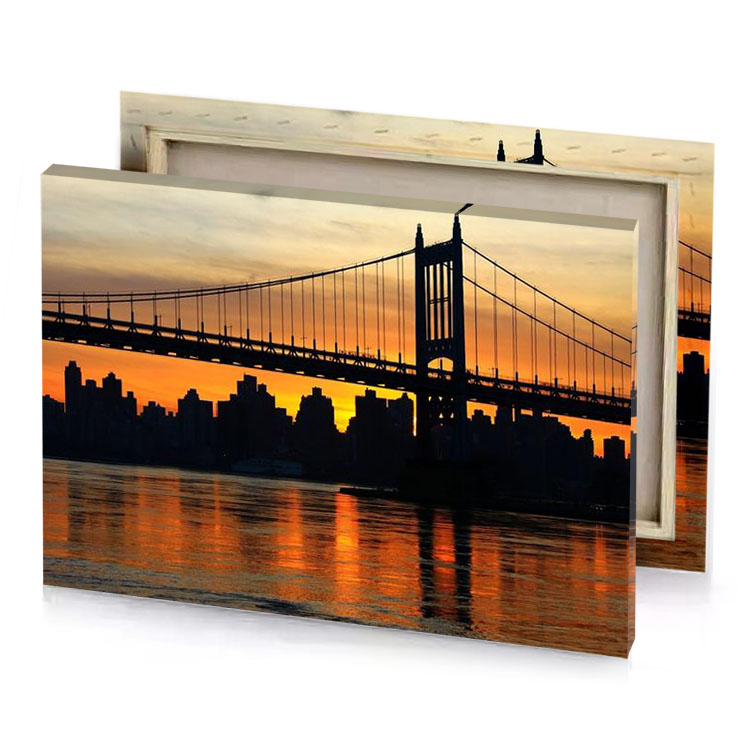 the manhattan bridge at sunset carrot orange canvas