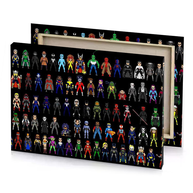 the many superheros smoky black canvas