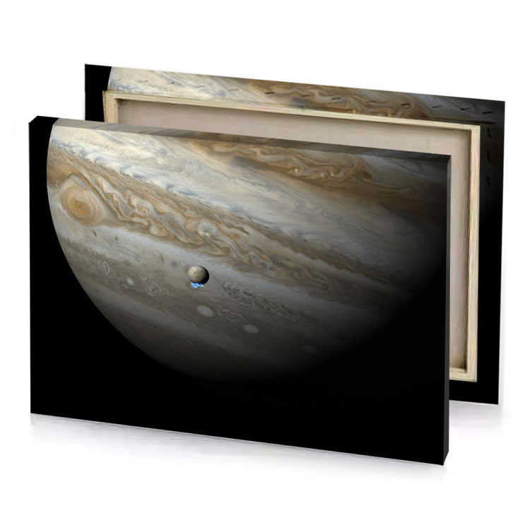 the planet jupiter with its moon in background charcoal canvas