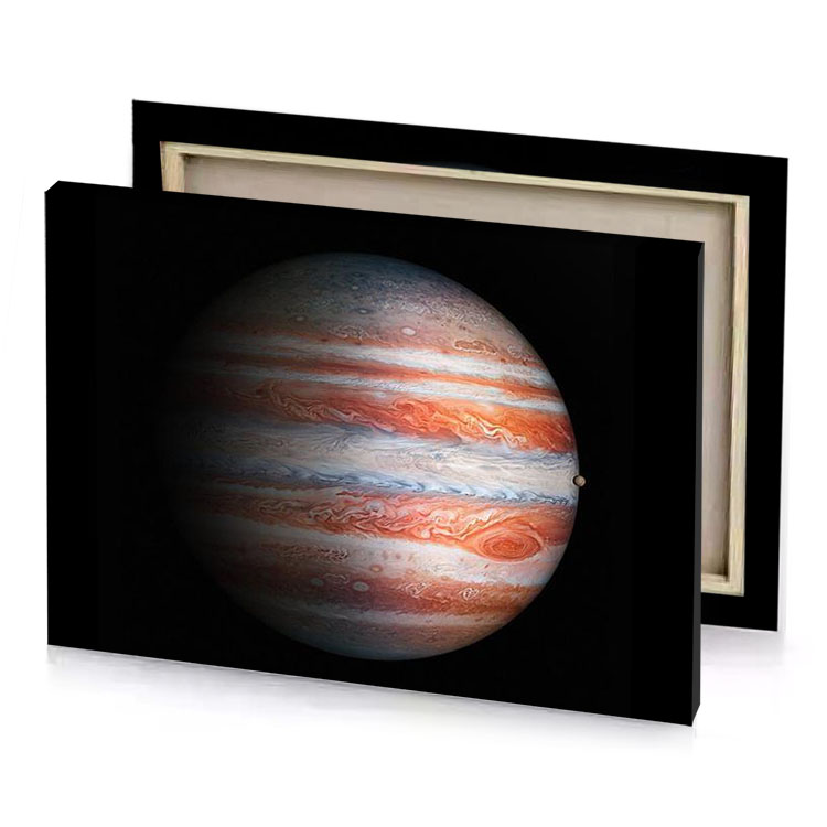 the planet jupiter with its red and white stripes rosy brown canvas