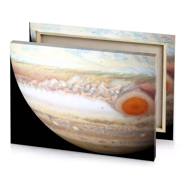 the planet jupiter with its red spot in center silver canvas